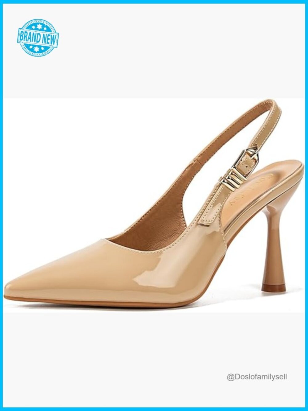 Slingback Pumps Pointed Toe Stiletto Heels Adjustable Buckle Chunky Heel Y2K